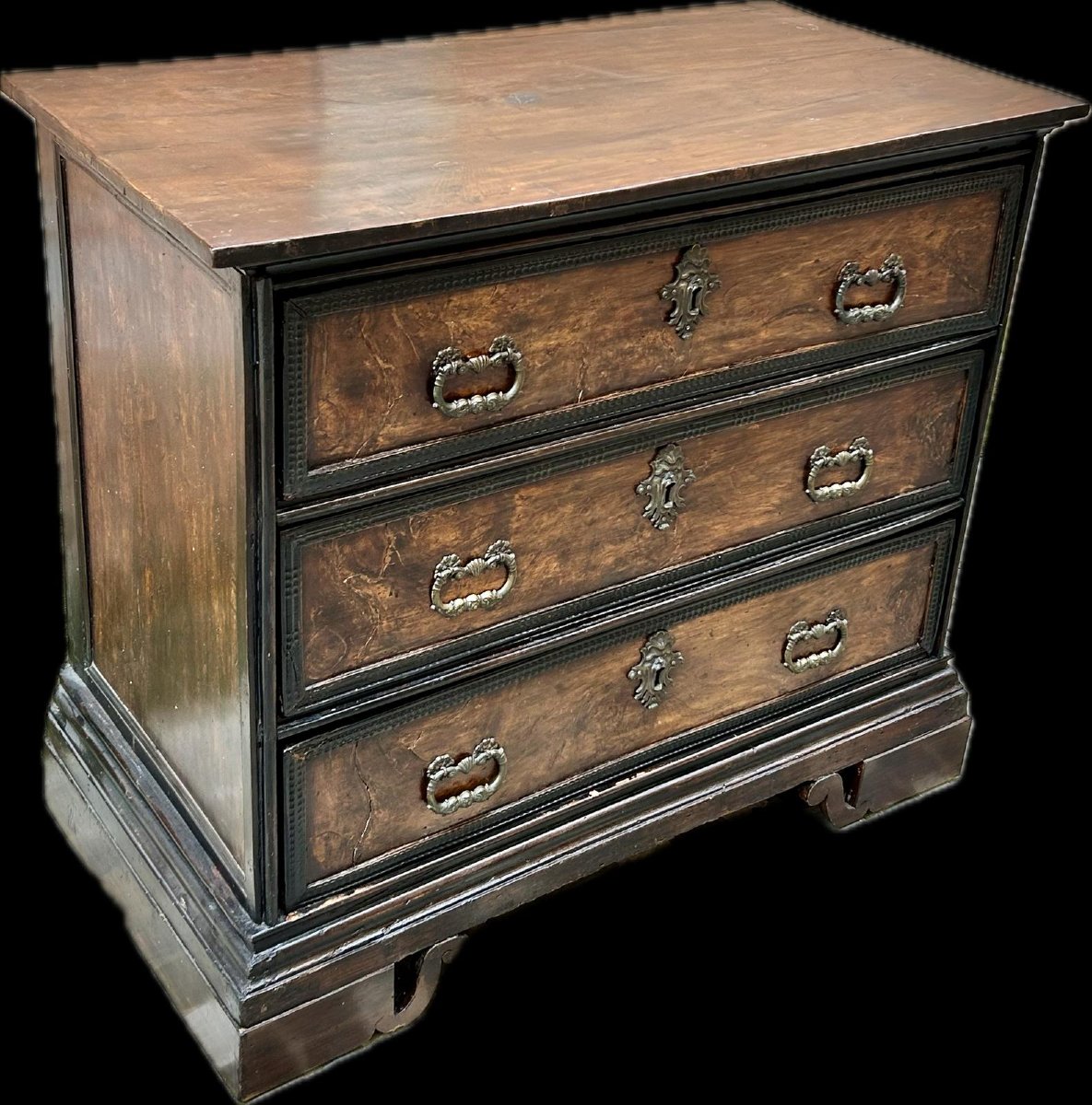 Small Chest Of Drawers From The 17th Century, In Briar And Fine Carvings (105cm)-photo-3