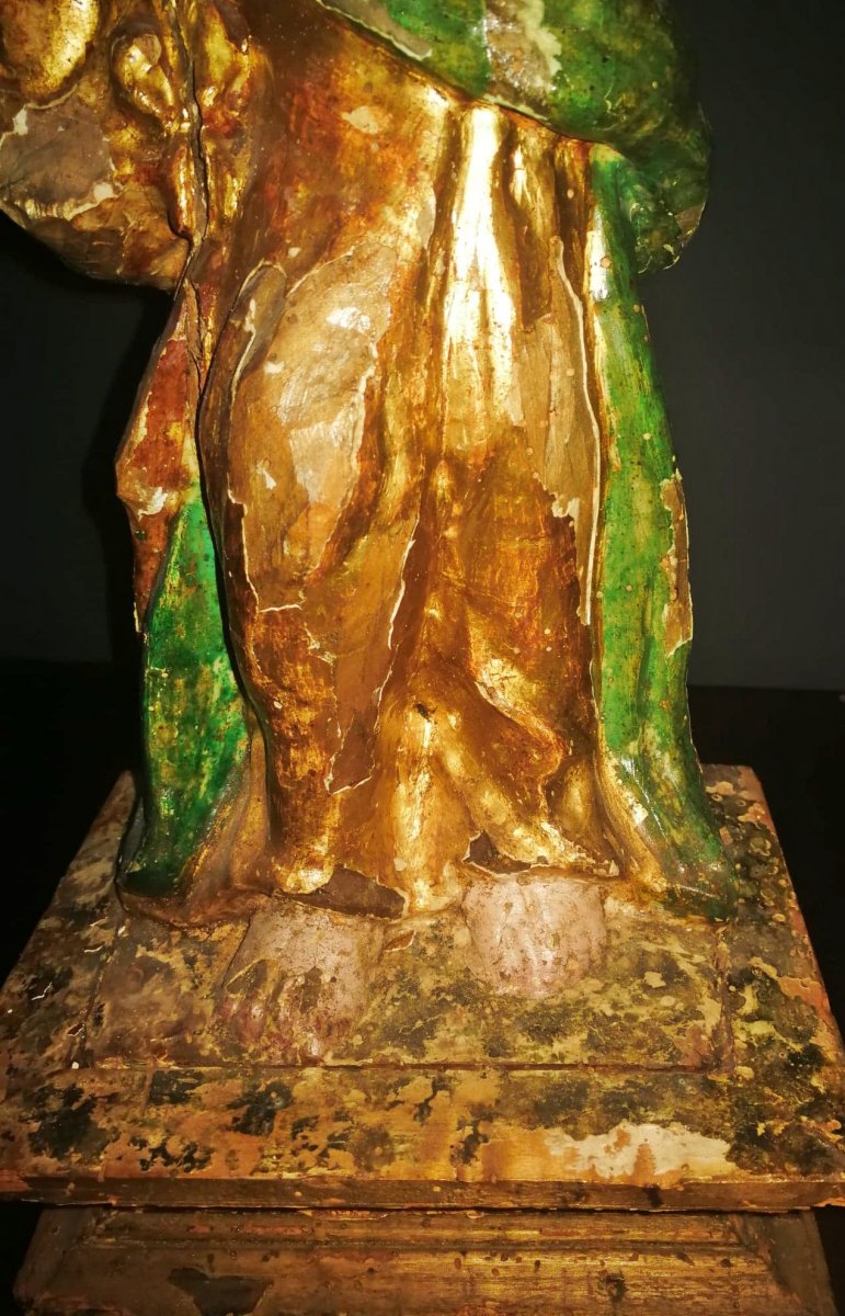 Candlestick Angels From The Fifteenth Century In Golden Wood And Polychrome. Umbrian Region. H. 63cm-photo-3