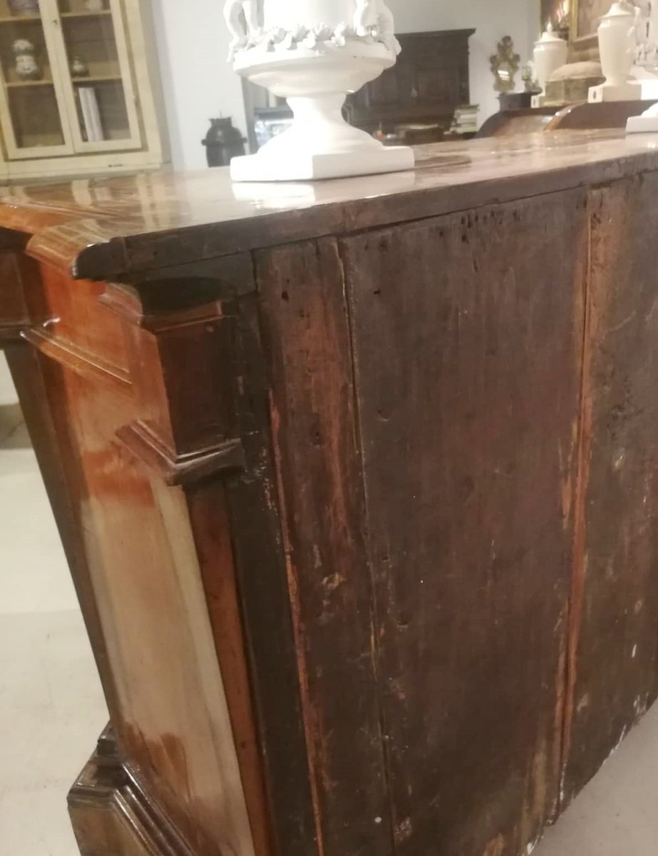 Rare Louis XIV Chest Of Drawers Veneered In Cypress Wood And Inlaid With Rosewood, Papal State.-photo-6