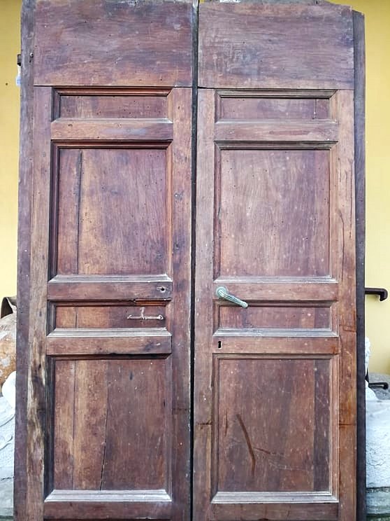 Rare Set Of 7 Two-leaf Walnut Doors From The End Of The 16th Century - Sienese Region-photo-2