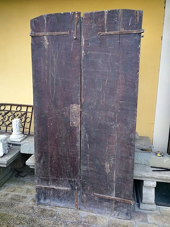 Rare Set Of 7 Two-leaf Walnut Doors From The End Of The 16th Century - Sienese Region-photo-3