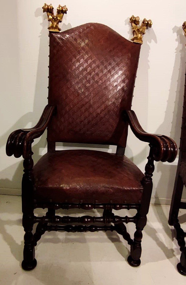 Pair Of Roman High Chairs From The Early 1600s.-photo-1