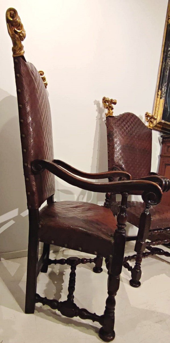 Pair Of Roman High Chairs From The Early 1600s.-photo-4