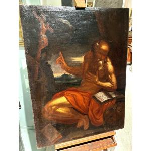 Saint Jerome In The Venetian Desert Of The Early 17th Century, Follower Of Jacopo Palma The You