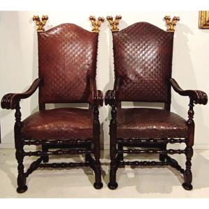 Pair Of Roman High Chairs From The Early 1600s