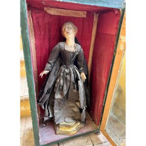 Votive Shrine With Wax Sculpture Of Saint Catherine