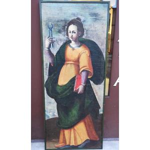 Oil On Canvas Depicting Saint Apollonia, Umbria 16th-17th Century (150cm X 64cm)