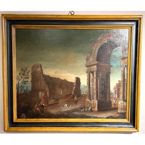 Landscape With Classical Ruins Attributed To The Italian Scenographer Gaetano Ottani 1720 -1801