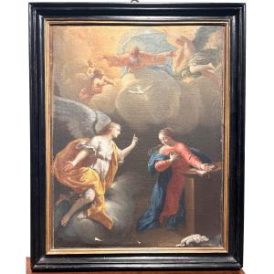 Annunciation From The Early 1700s - Papal State, Ancient Frame