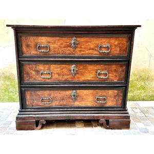 Small Chest Of Drawers From The 17th Century, In Briar And Fine Carvings (105cm)