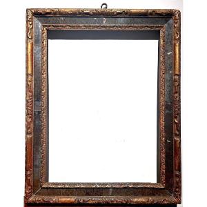 Piedmontese Frame Carved And Inlaid With Glass Inserts.