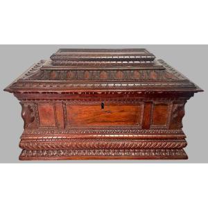 Finely Carved Walnut Centre Chest, 16th Century Tuscany.