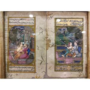N.4 "Seprian" miniatures (?) Illustrations d'un manuel sexuel. Persia and Rajastan (?), première XIX siècle. 