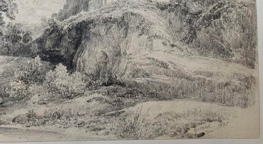 Pierre F. E. Giraud 1806 -1881 - Signed And Dated Drawing 1835 - Landscape 19th - French-photo-3