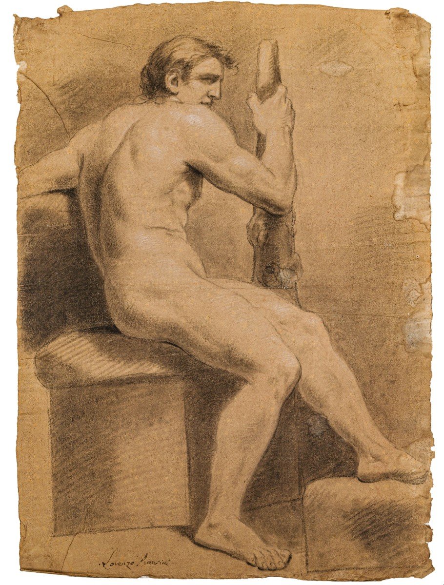 Drawing - Nude - Late 18th Century - Bolognese School - Pranzini - Gandolfi - Calvi - Signed