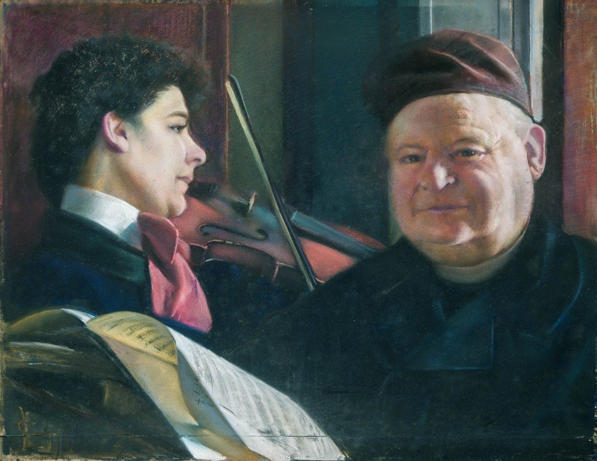 Carlo Legnani - Pastel - XIXe Siècle - Signé - Violon