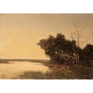 Luigi Bertelli - Pastel - Landscape - Signed - 19th Century