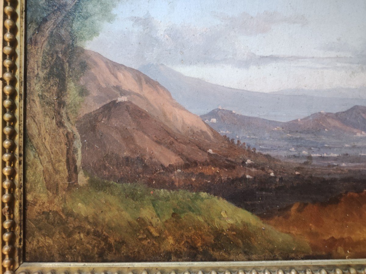 Paysage , Tableau, Ancienne Attribution à G. Gigante , Italie Naples XIXème Siècle -photo-2