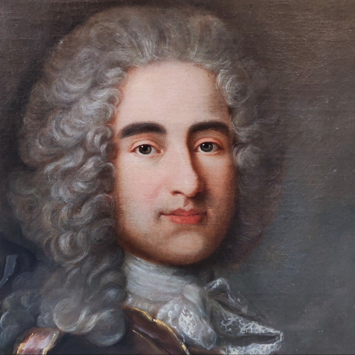 Portrait d'Homme En Armure, Tableau France XVIIIème Siècle -photo-4