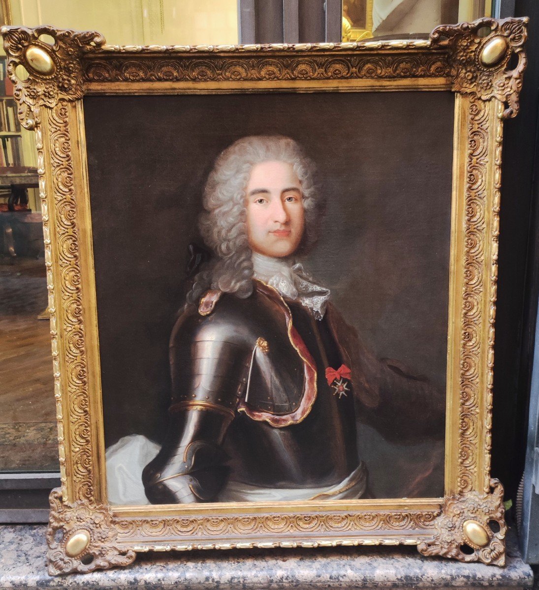 Portrait d'Homme En Armure, Tableau France XVIIIème Siècle -photo-2