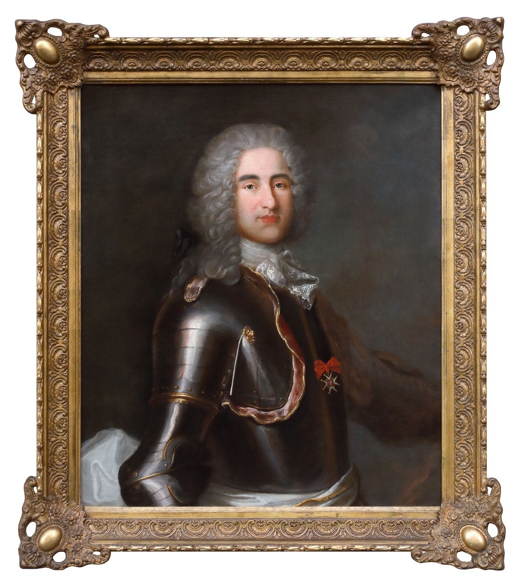 Portrait d'Homme En Armure, Tableau France XVIIIème Siècle 