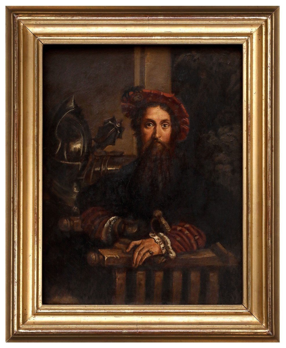 Portrait De Galeazzo Sanvitale, Tableau Italie XIXéème Siècle, D Apres Parmigianino