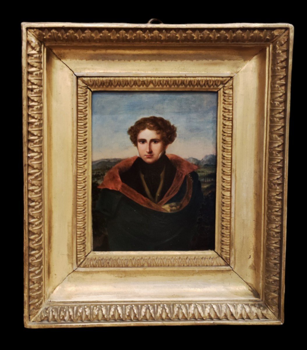 Autoportrait Avec Les Collines De Florence, , Tableau  Par F. Pfanhauser Polonie -italie XIX S.