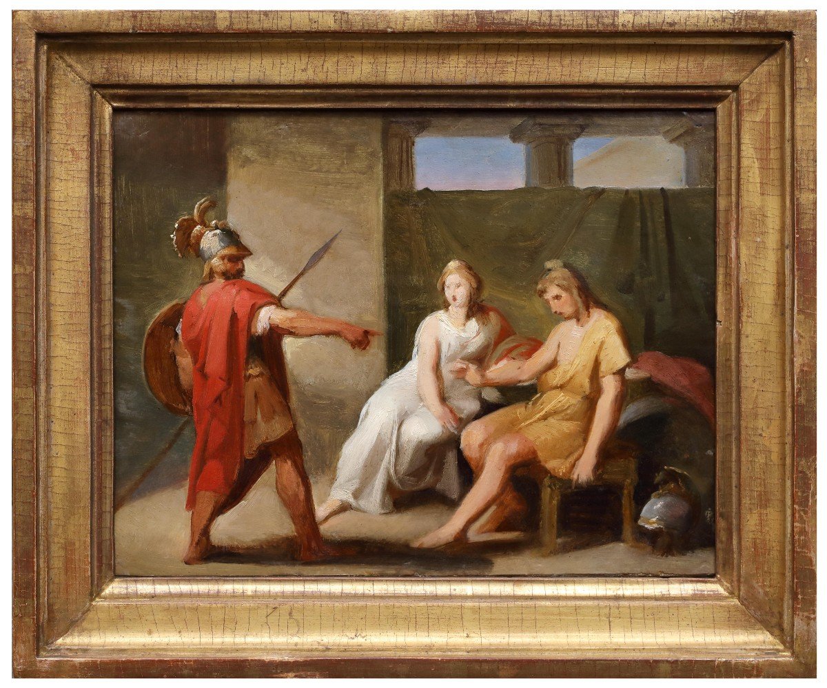 Hector In Front Of Paris And Helena, Painting Italy Beginning Of XIXth Century 