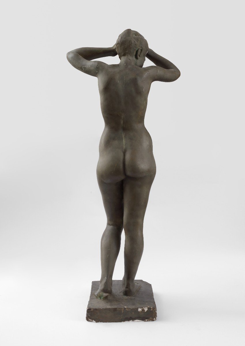 Nue Se Peignant Les Cheveux, Statue , Italie XXème Siécle  1930 Ca -photo-2