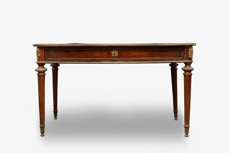 Louis XVI Style Desk, Wallnut And Bronze France 1800 Ca  XIXth Century-photo-2