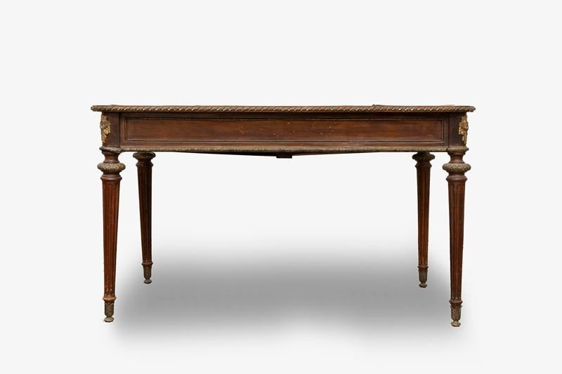 Louis XVI Style Desk, Wallnut And Bronze France 1800 Ca  XIXth Century-photo-3