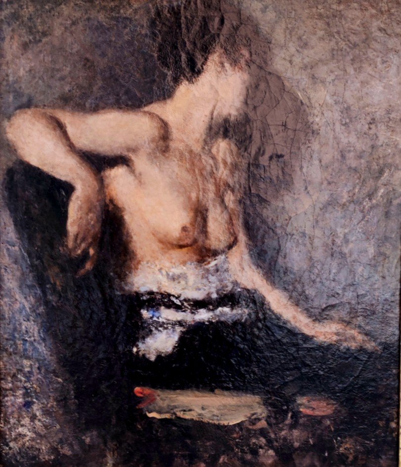 Femme Nue, Tête Tournée, Tableau Italie Fin XIXème Siècle -photo-3