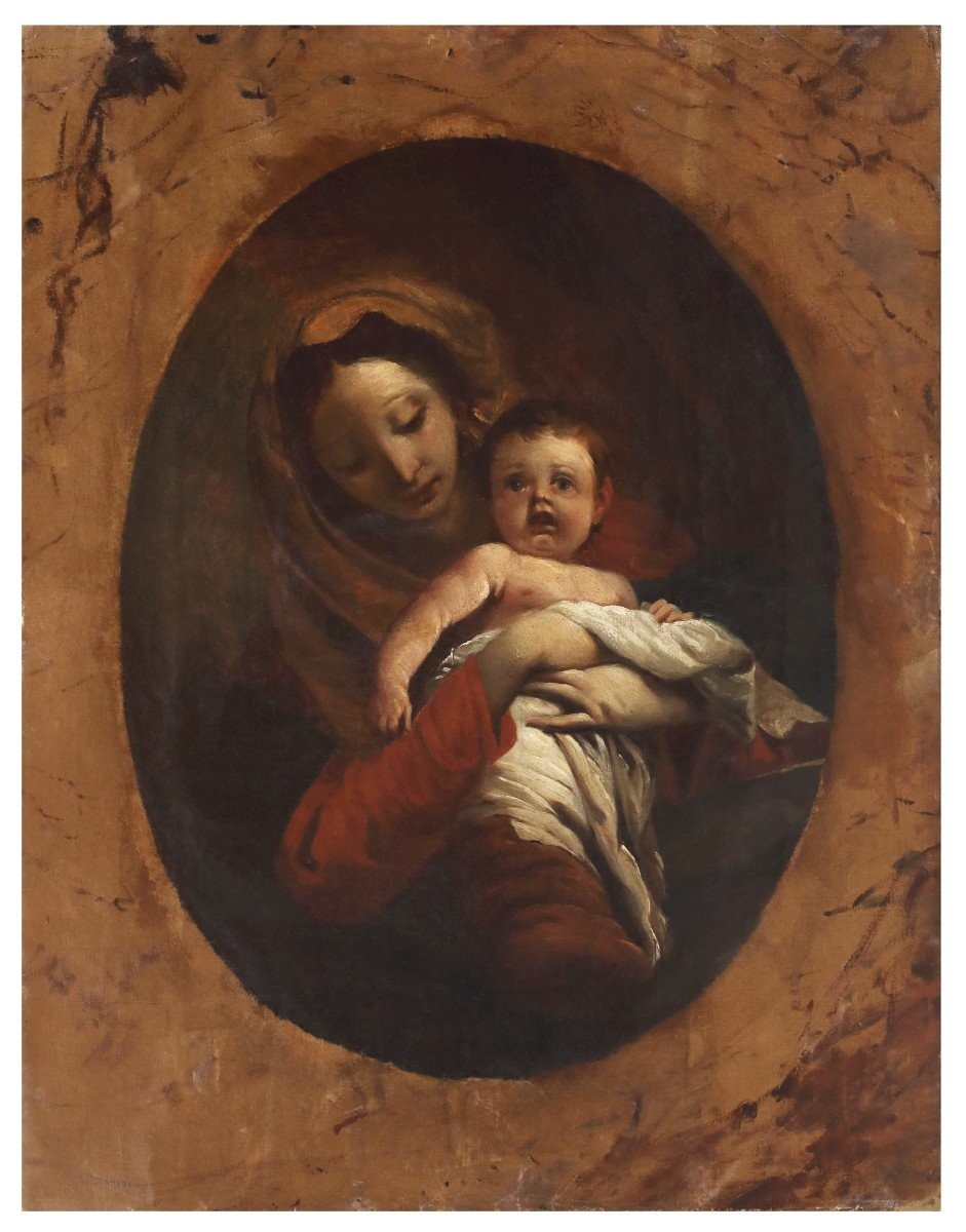 Madonna With Child , Painting G.b Tiepolo School , Venice XVIIIth Century -photo-2