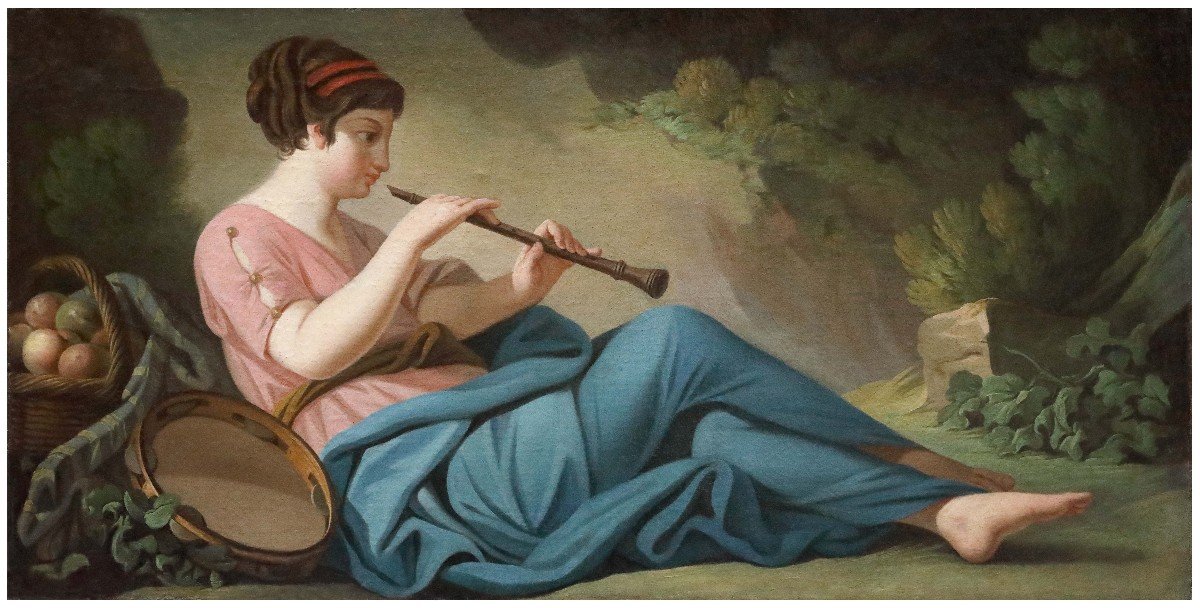 Allegory Of Music, Painting Oil On Canvas, Italy Late Eighteenth Century