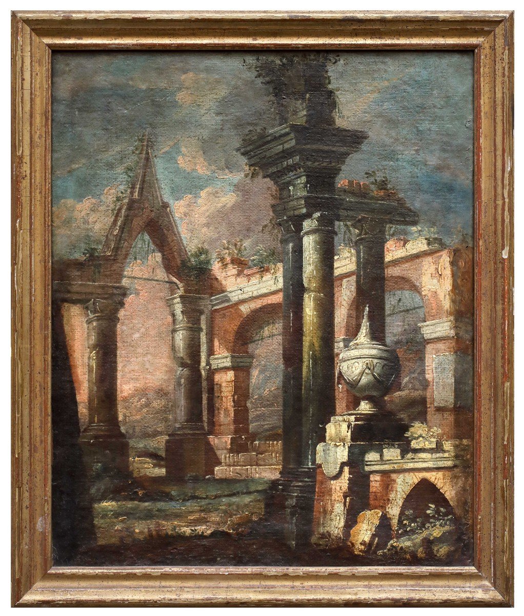 Paire d'Architectures Capricci , Tableaux Italie XVIIIème Siècle  -photo-3