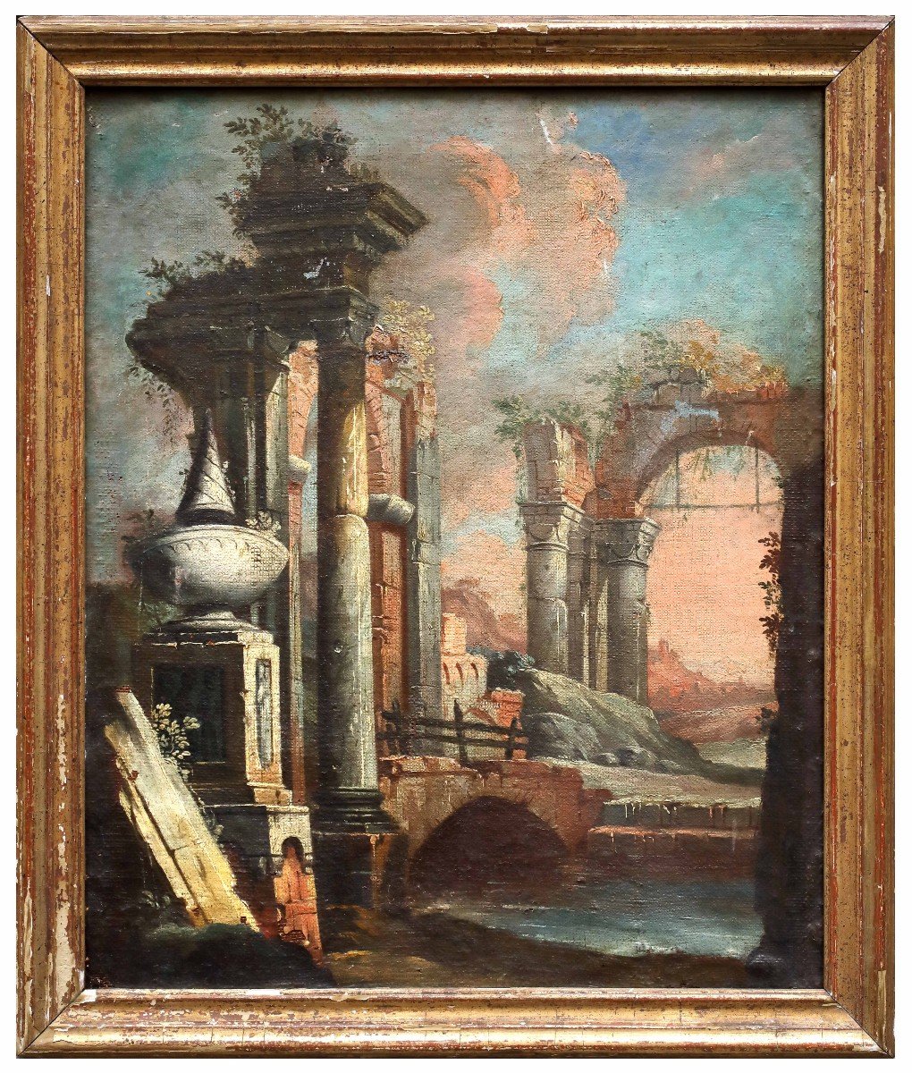 Paire d'Architectures Capricci , Tableaux Italie XVIIIème Siècle  