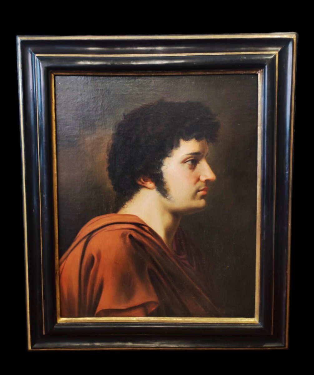 Portrait d'Un Jeune Homme De Profil, Tableau, Italie XIXème Siècle -photo-4