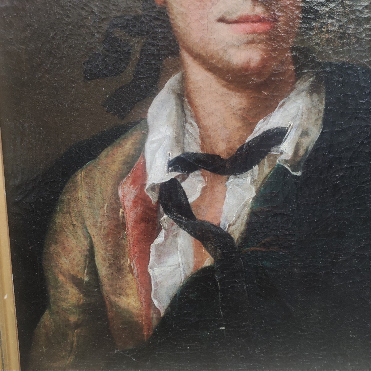 Portrait d'Un Homme Avec Une Chemise Déboutonnée, Tableau , Venice XVIIIème Siècle -photo-3