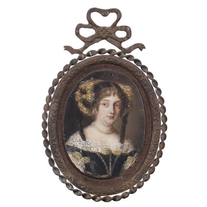 Portrait d'Une Dame, La Bella , Miniature , Rome XVIIème Siècle 