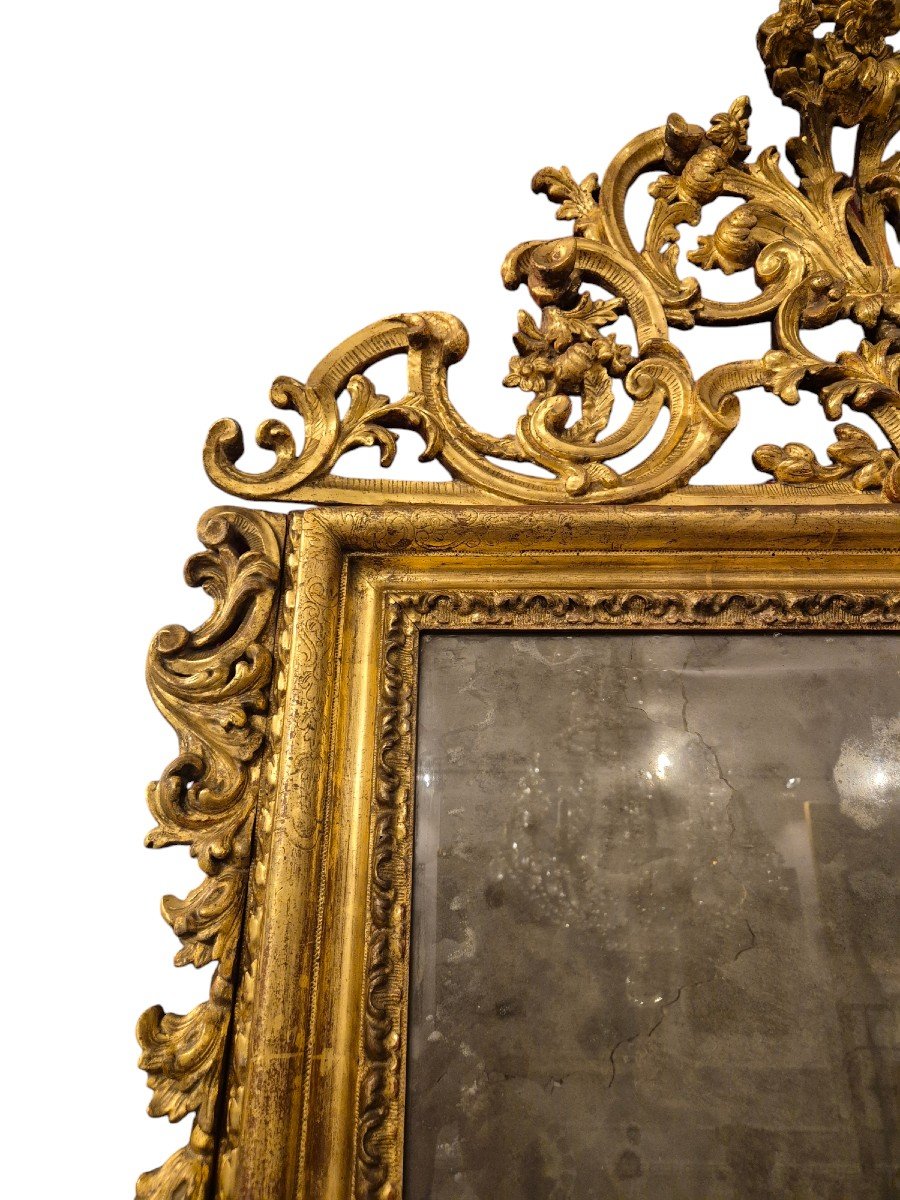  Miroir Rococo, Bois Doré , Venice XVIIIème Siècle -photo-2