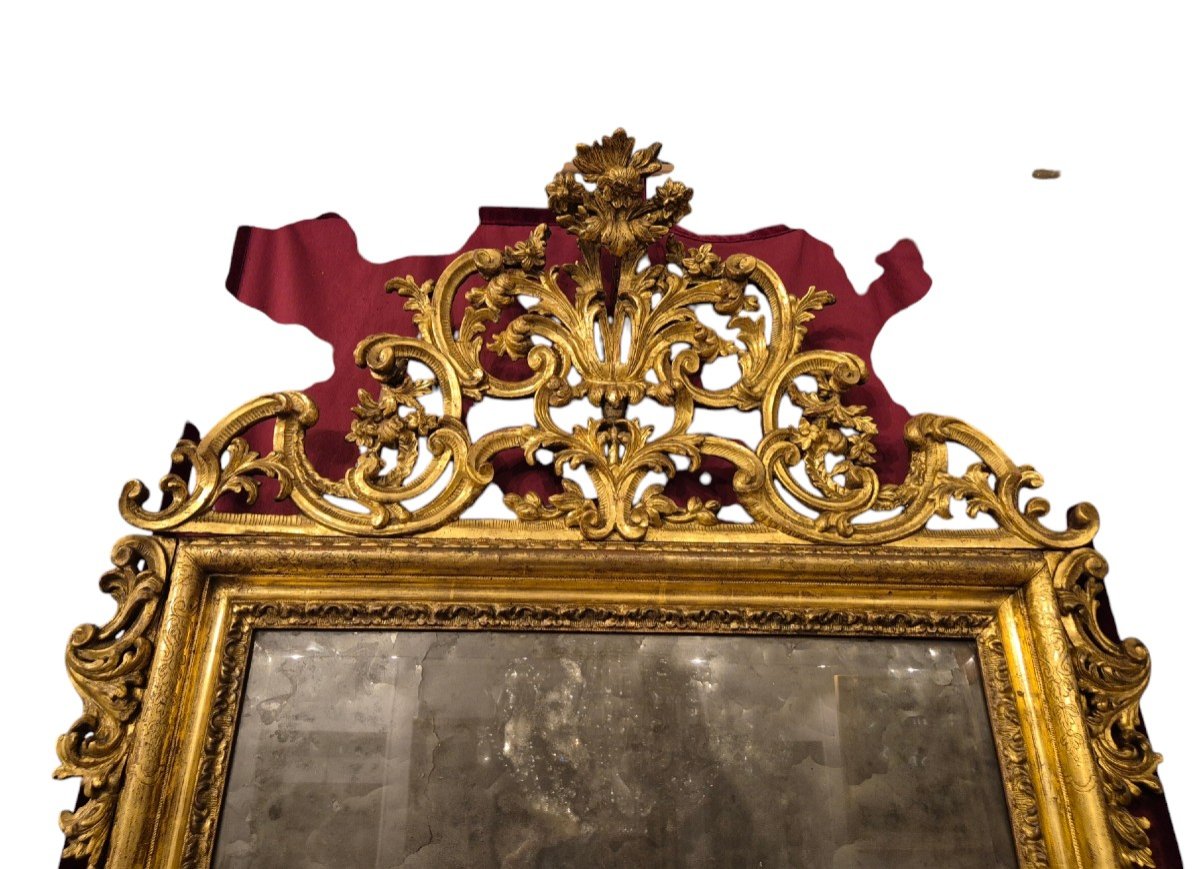  Miroir Rococo, Bois Doré , Venice XVIIIème Siècle -photo-3