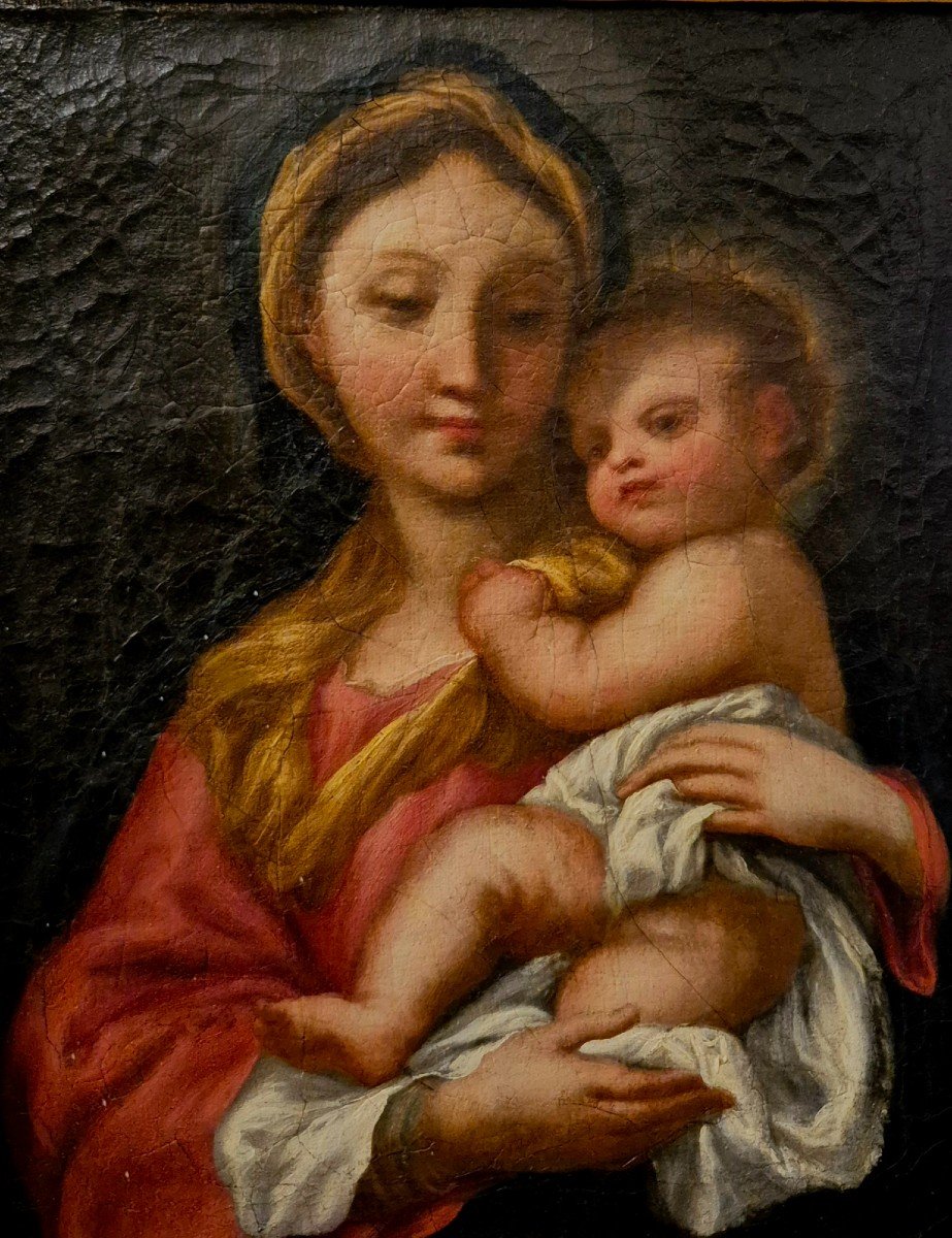 Madone Avec l'Enfant, Tableau , Genova  Italie XVIIIème Siècle -photo-2