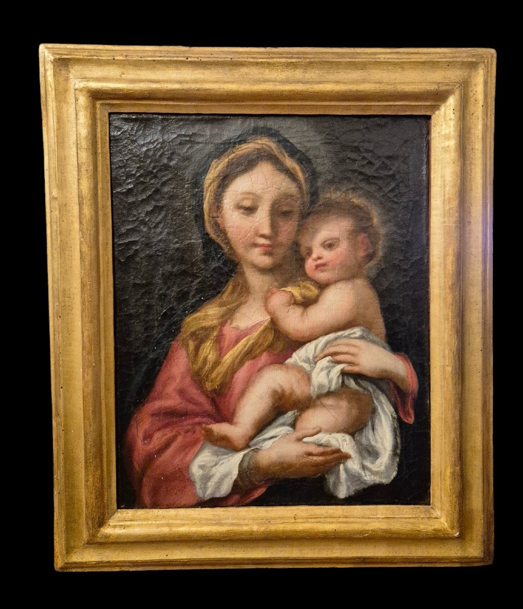 Madone Avec l'Enfant, Tableau , Genova  Italie XVIIIème Siècle 