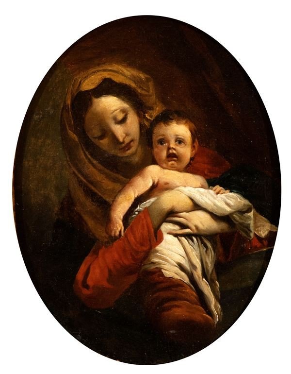 Madonna With Child, School Of G.b. Tiepolo Venice XVIIIth Century -photo-2