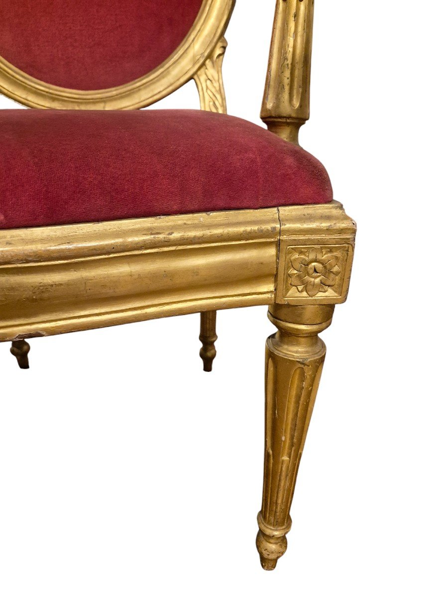 Fauteuils Louis XVI, Bois Doré Rome XVIIIème Siècle -photo-4