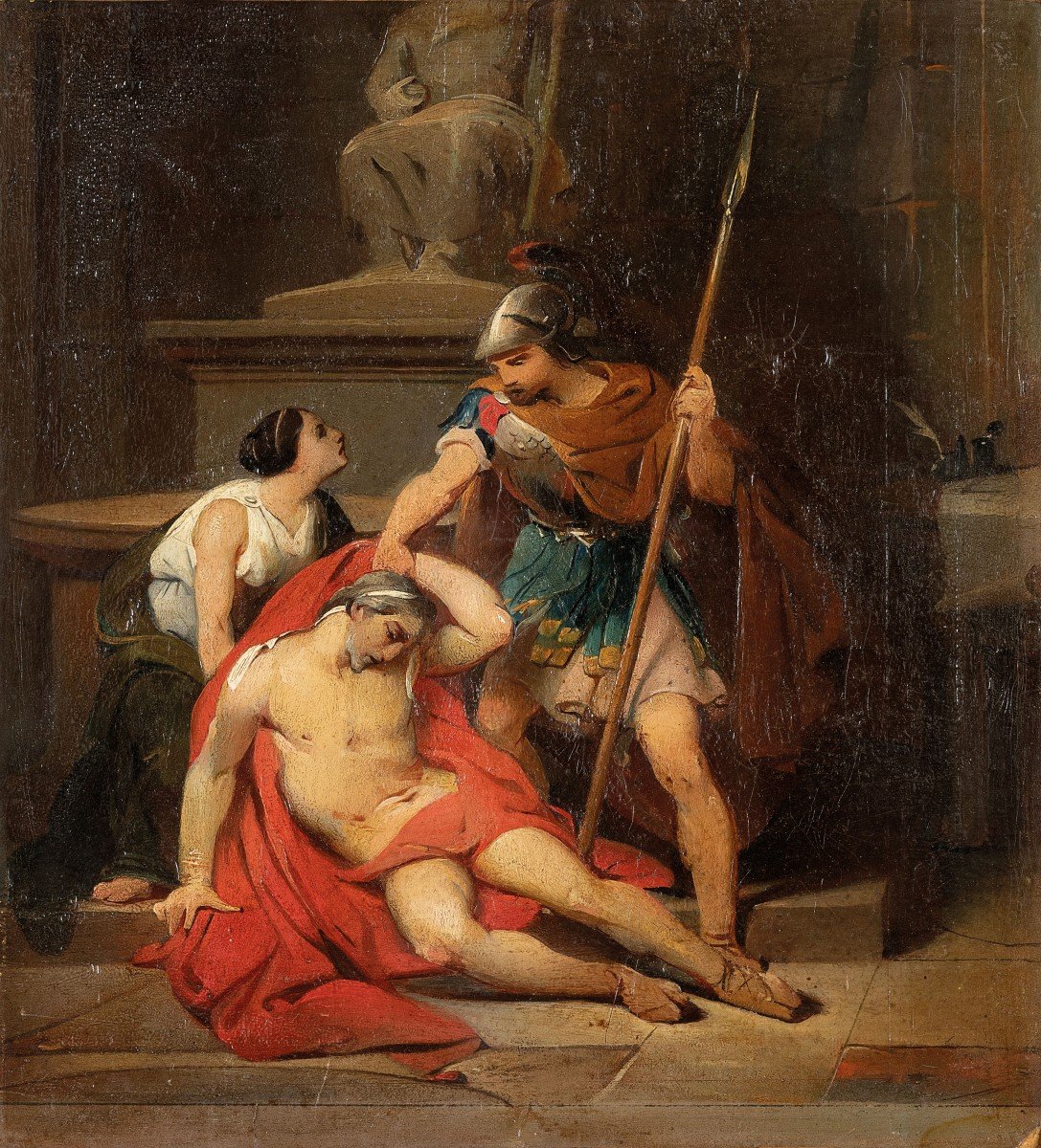  Scène d'Histoire Ancienne, Tableau Italie XIXème Siècle 