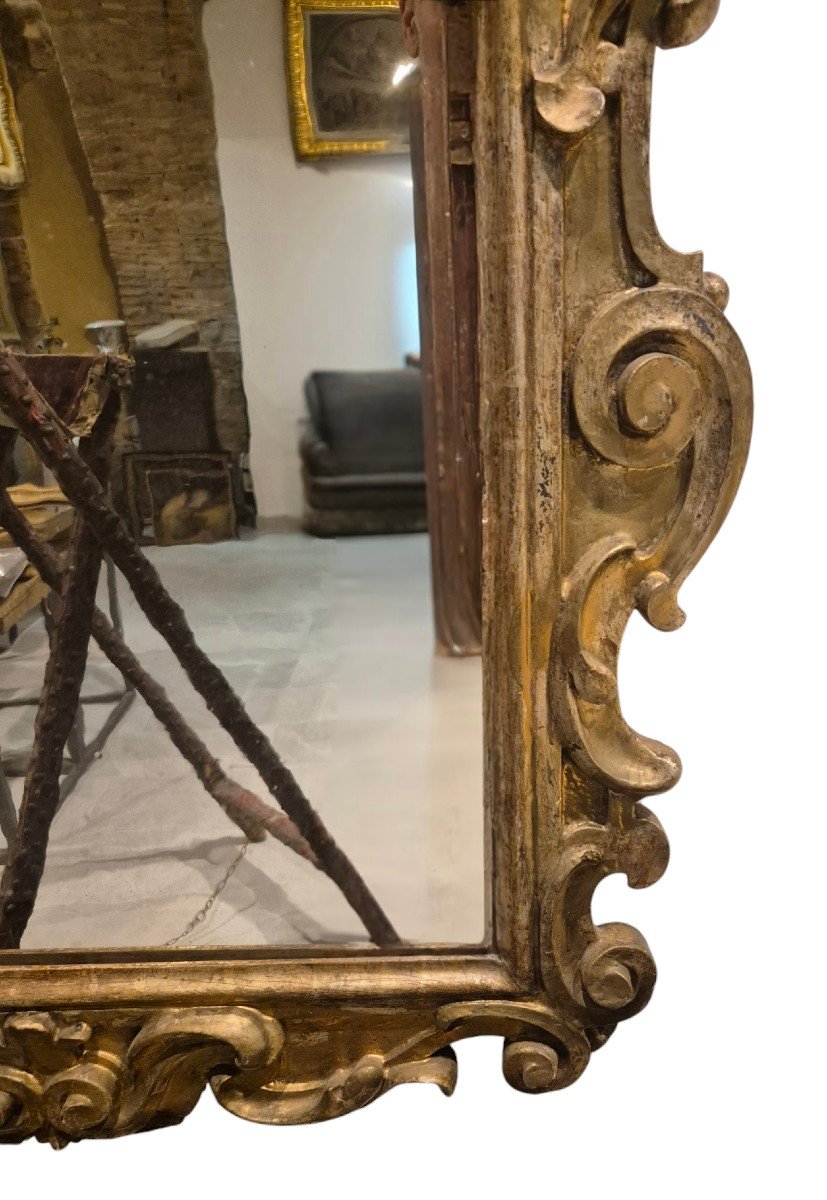 Mirror, Carved And Silvered Wood , Italy XVIIIth Century -photo-2