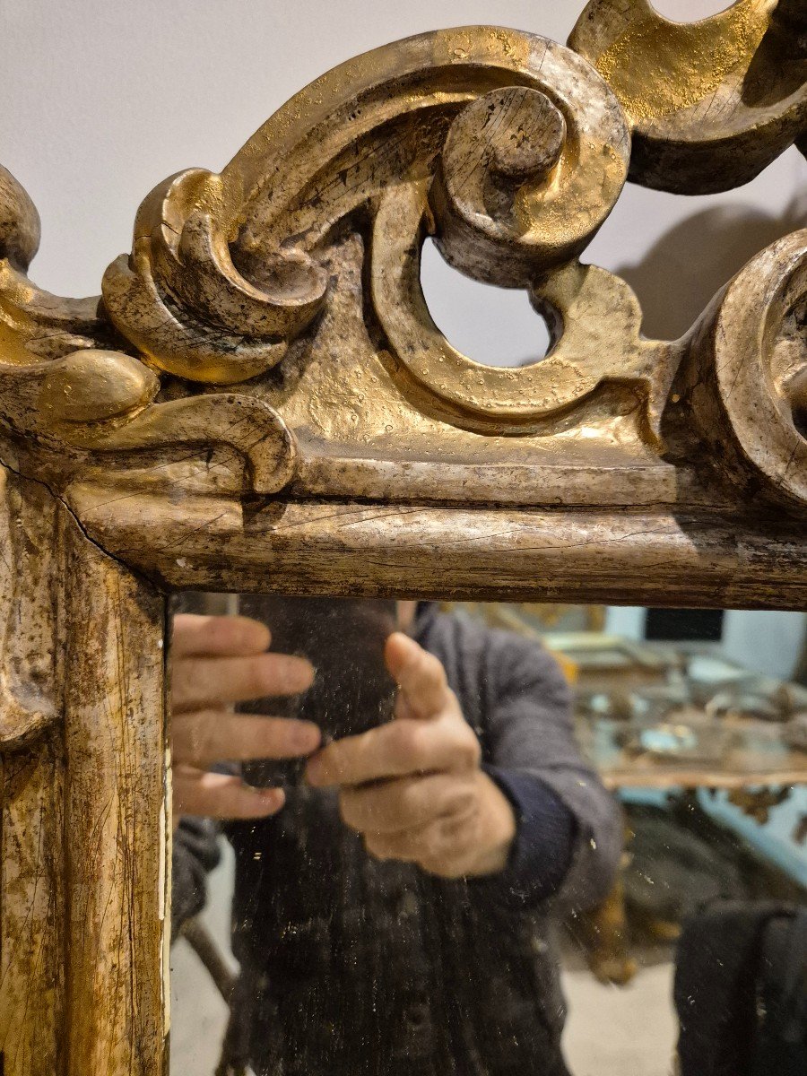 Mirror, Carved And Silvered Wood , Italy XVIIIth Century -photo-2