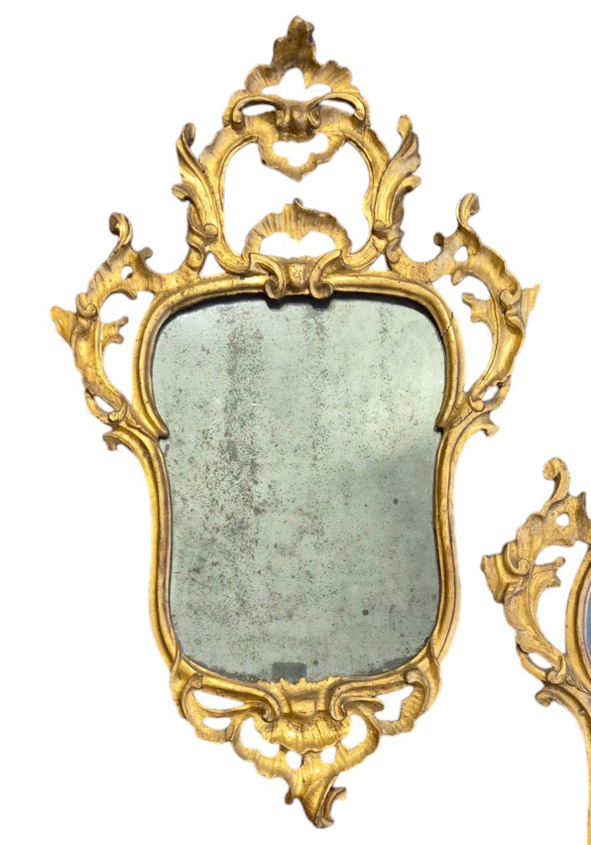 Pair Of Mirrors, Gilden Wood, Italy XVIIIth Century -photo-2