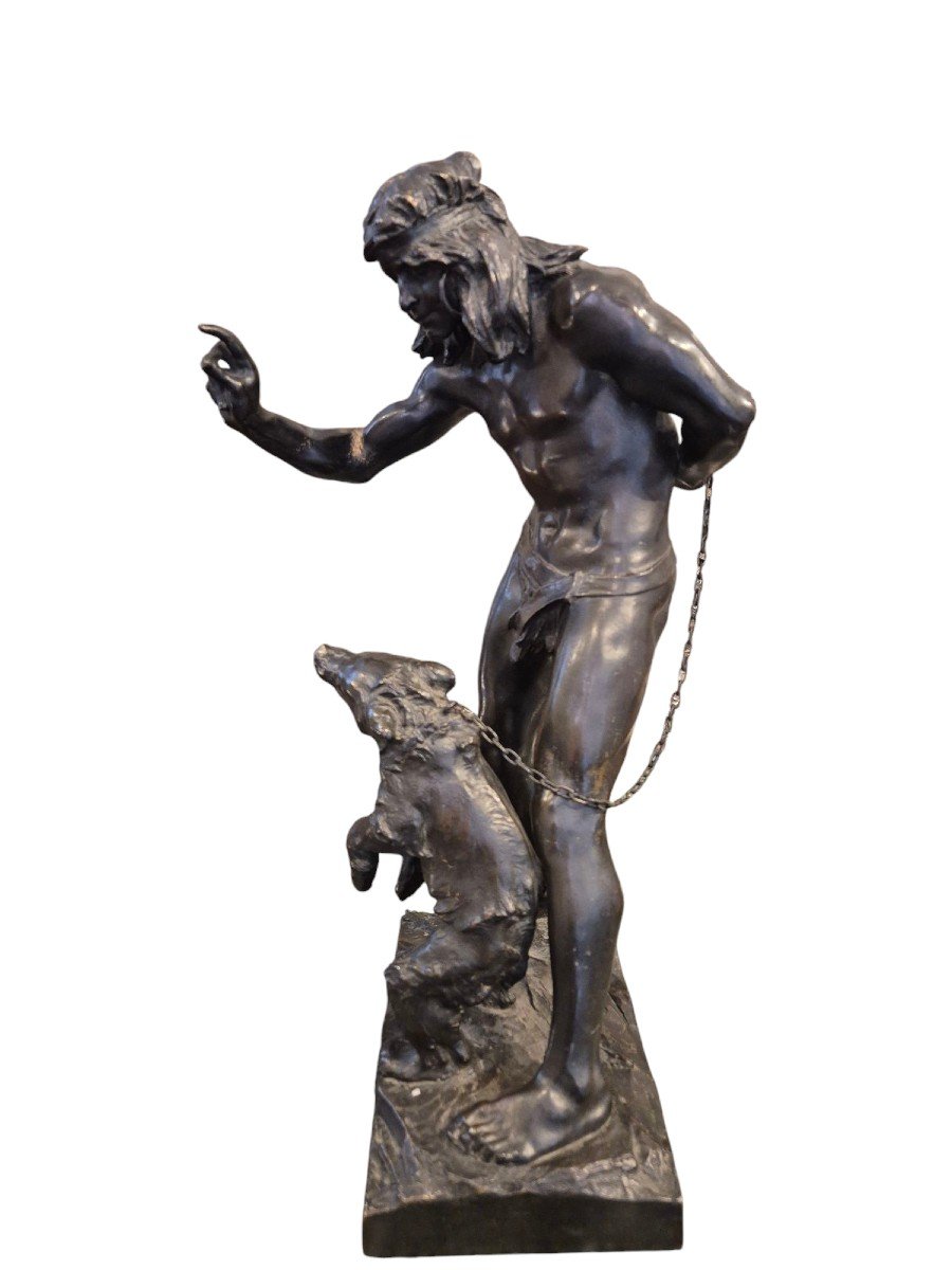 Bohemian Bear Tamer , Bronze Sculpture By P. Wayland Bartlett. Usa Freance XIXth Century -photo-4